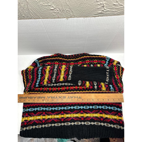 VTG Designers Studio Originals Chenille Zip V Neck Cardigan Multicolor Nordic M - Picture 4 of 4